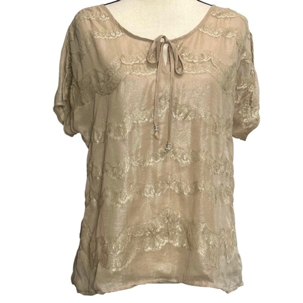Cache Beige Lace Blouse